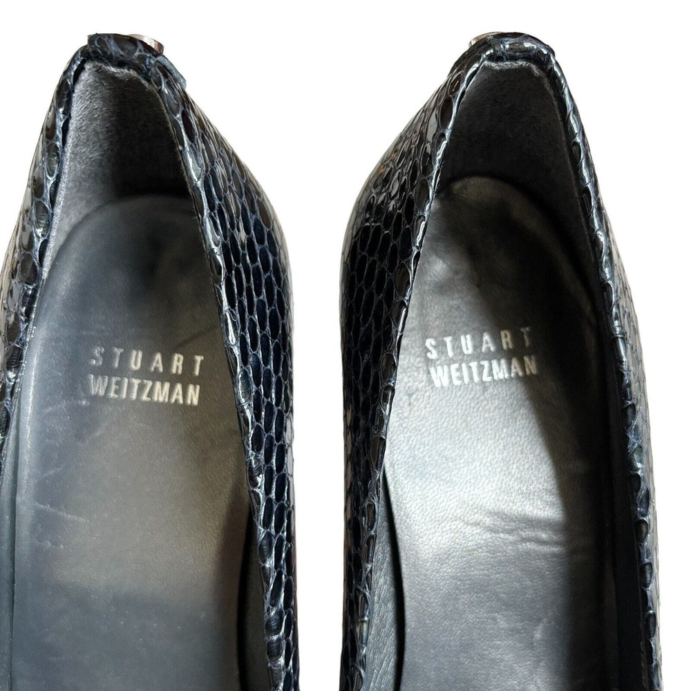 Stuart Weitzman Open Toe Black Patent Leather Sna… - image 7